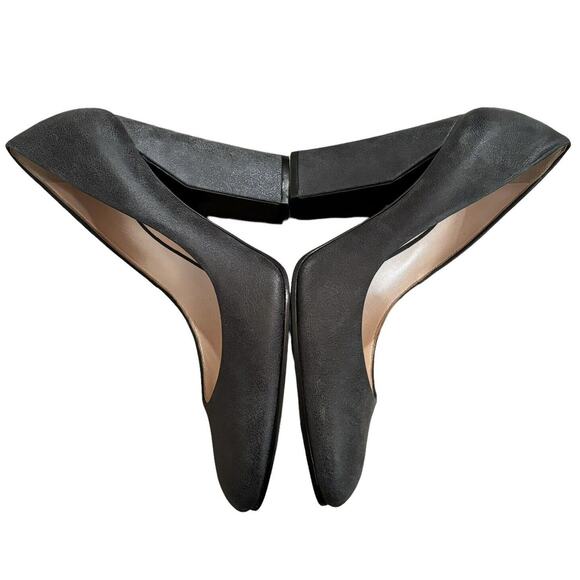 Casadei Gunmetal Gray Textured Block Heel Italian Leather Pumps Size 8.5 - Picture 8 of 8